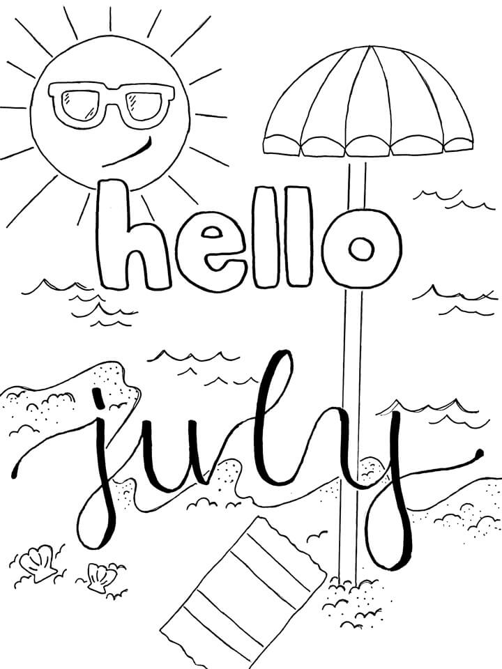 Hello July Coloring Pages
