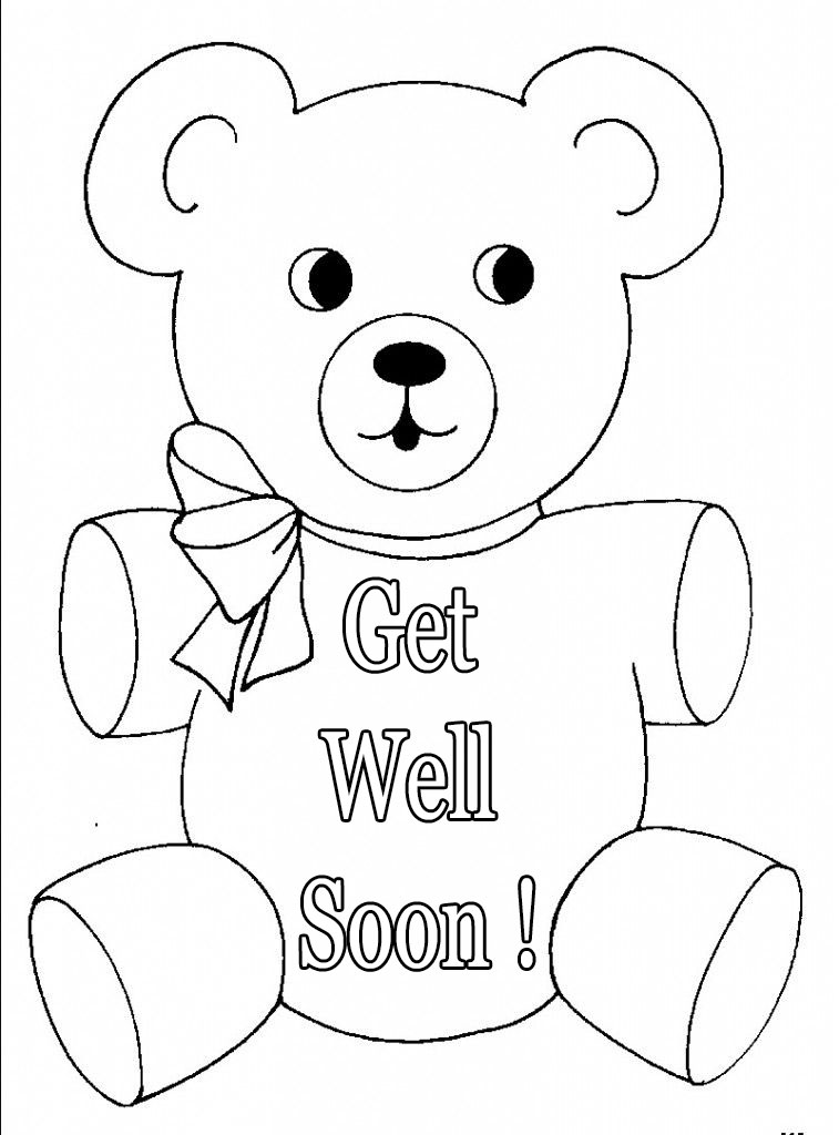 Teddy Bear Get Well Soon Coloring Pages Free