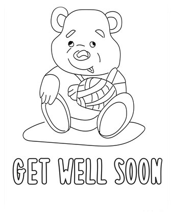 Teddy Bear Get Well Soon Coloring Pages Printable Free
