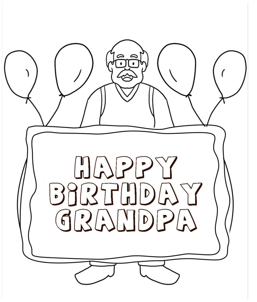 Happy Birthday Coloring Pages for Grandpa to print | Free Coloring Pages