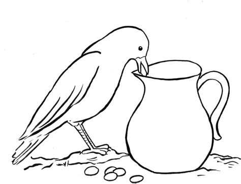 Thirsty Crow Coloring Pages