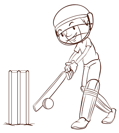 Cricket Bat Coloring Page free download 