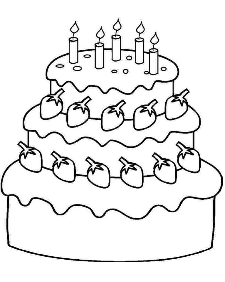 Strawberry Cake Coloring Pages