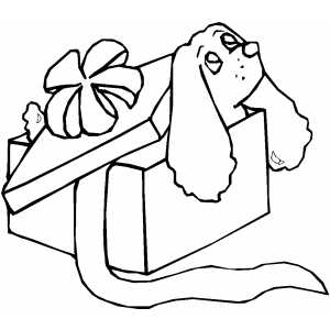 Puppy Gift Box Coloring Pages